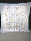 Antique Quilt Patchwork Postage Stamp 88x88 Summer Original Hand Made 1920 