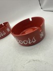 Lot Of 2 - Vintage Coors Beer Ashtrays Red Plastic Made In Usa - Man Cave 1970s