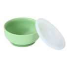 Silicone Baby Food Bowl With Suction Base And Lid Sage Green Feeding Set 5 Pack