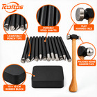 Jewelry Metal Stamping Tool Set 12 Design Punches Rubber Block Round Head Hammer
