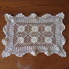 Vintage Handmade Crochet Rectangle Doily Or Placemat Beige 12  X 18 