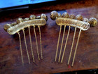 Pair Of Ornate Hand Made Antique Gold Brass  Hair Combs Mantillas