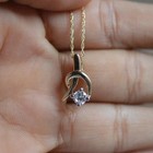 1 4ct Solitaire Real Moissanite Infinity Pendant Necklace 14k Yellow Gold Plated