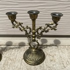 Vintage Triple Arm Brass Candelabra 5   Made In Italy 2 Piece Interpur Distress