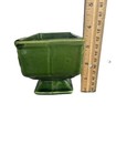 Vintage Ceramic Pottery Planter Vase Green Scroll Pedestal Fernery Farmhouse