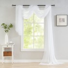 White Sheer Scarf Valance Curtains For Windows 216 Inches Long Sheer Fabric For