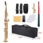 Bb Straight Soprano Saxophone Golden Brass Sax With Carved Pattern Shell Inlays