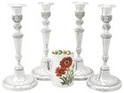 Set Of Four Spanish Sterling Silver Candlesticks - French Empire Style - Antique