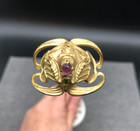 Antique Hatpin Brass Art Nouveau Lion Amethyst 12 3 4 Inches