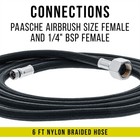 6  Braided Airbrush Air Hose W  Paasche   1 4  Fitting Ends Regulator Compressor