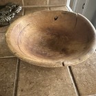 Primitive Hand-carved Wooden Bowl Light Wood Tone Rustic Kitchenware