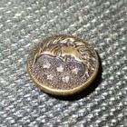 Antique Victorian Metal Picture Button - Purple Tint Man On Moon  Twinkle Stars