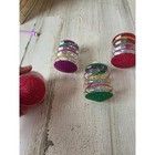 Vintage Shiny Brite Barrel Large Glitter Ornament Set Tinsel Xmas Tree Vintage