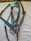 Hot Heastalls Turquoise Stone Tack Set Bridle breast Collar  Reinsmancombo Hack