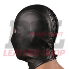Black Leather Full Cover Hood Mask Lace Up Buckle Handmade