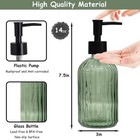 Green Glass Soap Dispenser Set With Black Pump  13 5oz Refillable Liquid Hand   