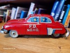 Very Nice Vintage 1950s Tin Litho Friction Fire Chief Car