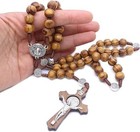 Rosary Saint Benedict Olive Wood Beads Rosary With Inri Crucifix Medal Catholic