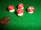 Miniature Vintage Wood Mushrooms - Set Of 4 - Vintage