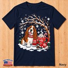 Funny Basset Hound Dog Winter Christmas Design With Snow And Tree T-shirt