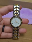 Vintage Geneve Watch Womens Gold   Silver Tone Round Dial New Battery  see Pics 