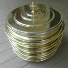 4 Stacking 40 Cup Communion Set Polished Gold Tone Metal W Cross Finial Lid