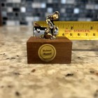 Vtg Brass Figurine Of  Hubert The Hound Dog On Wooden Stand 1 5    X 1 5      Nice