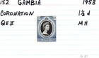 Gambia Sc152 Mh Coronation Qeii Blue 1 1 2 Pence 1953