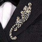 Men s Rhinestone Leopard Brooch    elegant Dad Gift Wedding Lapel Gold Pin Jewelry