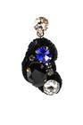 Donna Karan Womens Silver Tone Chunky Crystal   Fabric Cluster Dangle Earrings