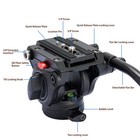 Video Tripod Fluid Head With Quick Release Plate  Lightweight Heavy Duty Comp   