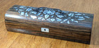 19th Century Victorian Rosewood Mother Of Pearl Inlaid Casket Glove Box Antique