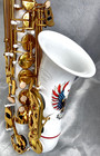 Patriotic White Lazzaro Alto Sax W case And Selmer Goldentone Mpc  - Excellent