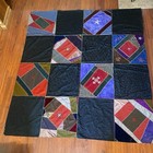 Vintage Crazy Quilt Topper Dated 1905 Handmade 75 X 69  Heirloom Folk Art