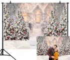 8x6ft Winter Christmas Backdrop Background For Photography White Snow Pine Tree