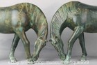 15 6   Old Chinese Dynasty Bronze Fengshui 12 Zodiac Year Horse Statue Pair