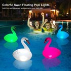 Floating Pool Lights Solar Rechargeable 2pcs  Waterproof Inflatable Swan Pool   
