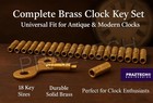 18 Size Brass Clock Winding Key Set 000-15 For Grandfather Mantel Wall Clocks