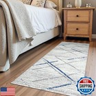 Jinchan Runner Rug 2x6 Washable Area Rug Hallway Moroccan Mat Blue Grey Folda