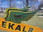 Vtg C  1950s Dekalb Corn Seed Tin Flying Ear Weathervane Double Sided Sign Nice 