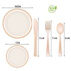  on Sale  Rose Gold Plastic Disposable Plates Silverware 26 Guests 130 Pcs