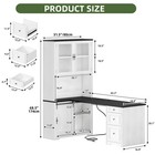 L Shaped Executive Desk With Hutch drawers Home Office Desk W power Outlet Withe