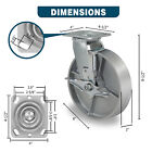 8 x 2  Heavy Duty Casters Semi Steel Cast Iron Wheels Capacity Up To 1500-6000lb