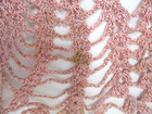 Crochet Doily Pink Gold Thread Pineapple Design Handmade 32  Round Tablecloth