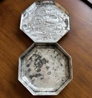 Vintage antique Silver Metal Tin Box W  Nautical Embossed Sailing Ship