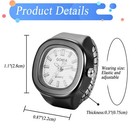 Women Casual Square Quartz Ring Watch Stainless Steel Elastic Strap Finger Watch