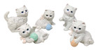 Vtg Homco White Kitty Cat Porcelain Figurine Set Lot 5 Playful Kitten Ball Yarn