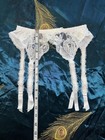 Vintage Victorias Secret Gold Label White Lace Stretch Adjustable Garter Belt Os