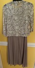 Alex Evenings Sequin Mock Two Piece Midi Jacket Dress Pewter Frost Color