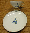 1960s Disneyland Tinkerbell Souvenir Porcelain Demitasse Coffee Tea Cup   Saucer